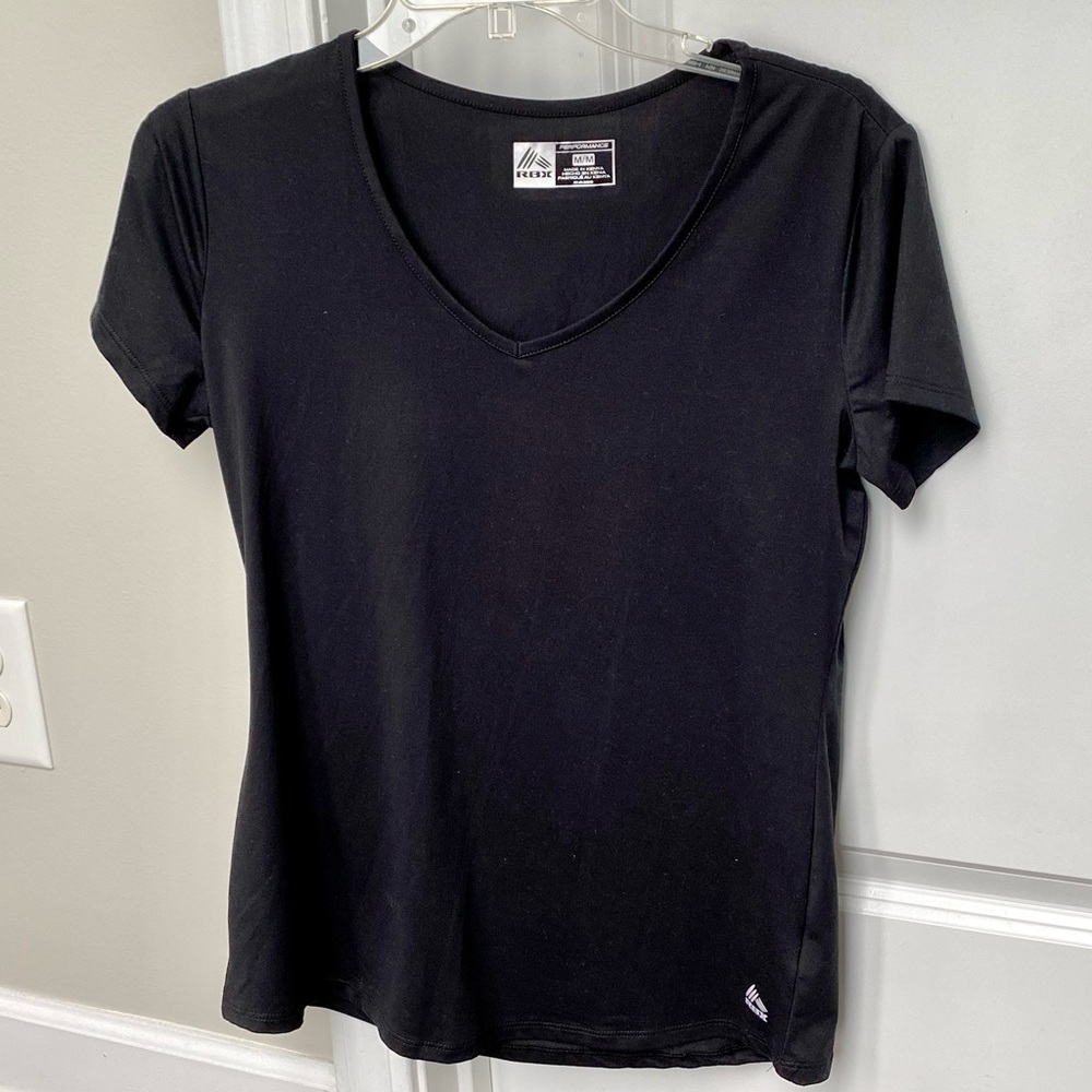 RBX Performance Black Stretch V-Neck Basic Tee Shirt M